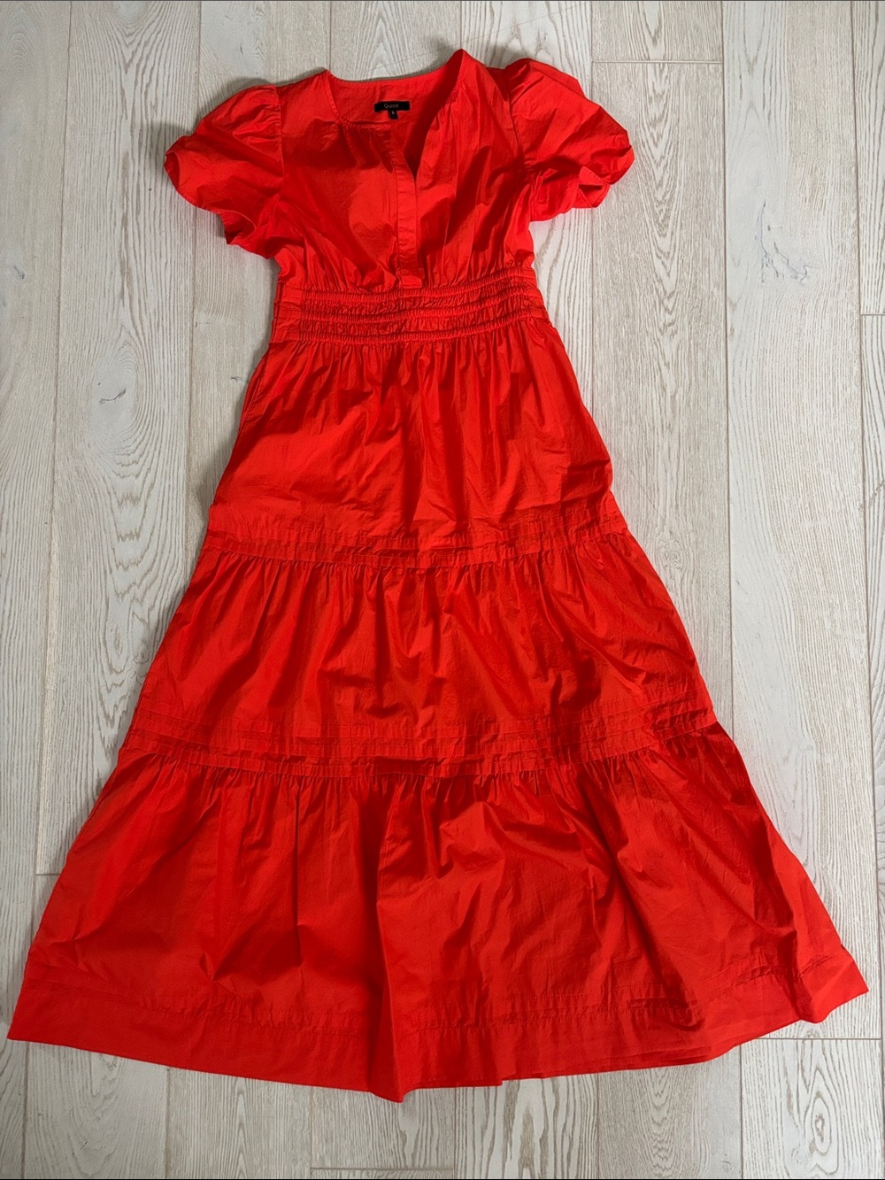 Quince 100% Organic Cotton Poplin Tiered Maxi Dress Size Small.